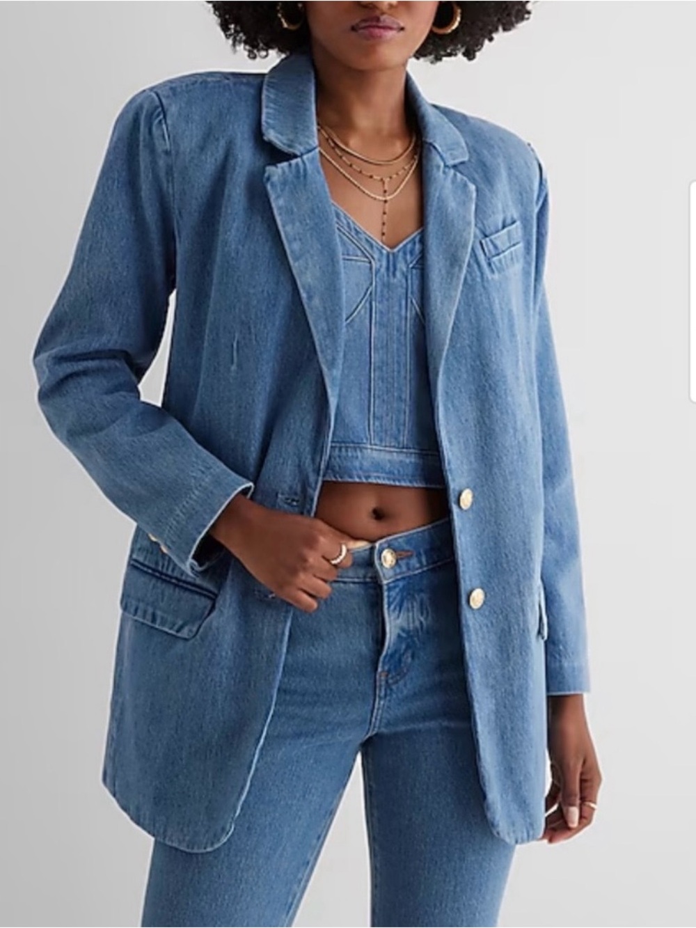 Express Light Blue Denim Jacket - XS